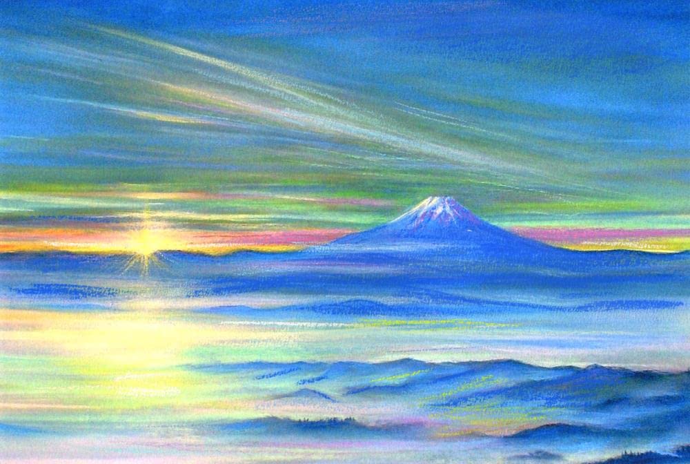 Amazon.co.jp: 石井清 「新春の朝・G」 富士山 絵画 風景画 ジークレー